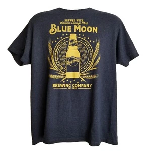 Blue Moon Brewing Company Tee Size Large Navy Gold Craft Beer Logo Brewery Merch - Picture 1 of 6