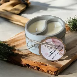 "Handmade Soy Wax Candle - Alpine Cheer Scent in Cement Vessel - Home Décor Gift - Picture 1 of 5