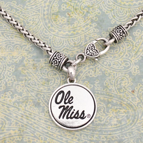 MISSISSIPPI OLE MISS REBELS SILVER LININGS NECKLACE 18" Cover