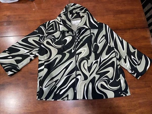 Caroline Rose M Jacket Blazer Black White Gray Made USA Full Zip Abstract - Picture 1 of 6