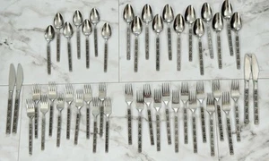 Vintage Night Blossom Stainless Flatware 47 Pc Lot Gold Standard Japan MCM *READ - Picture 1 of 8