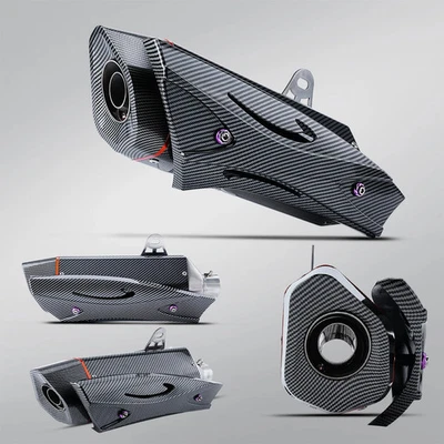 Tubo de escape universal 51mm scooter R9 com imitação de fibra de carbono tampa silenciador - Imagem 1 de 4