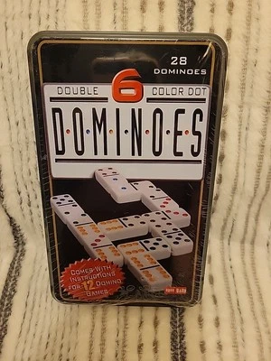 Double Six Color Dot Dominoes Game in  Set of 28 Travel Size is 2"X3/4"X1/4" - Image 1 of 4