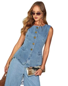 Chaleco vaquero mujer azul XL P5H47040 - Imagen 1 de 6