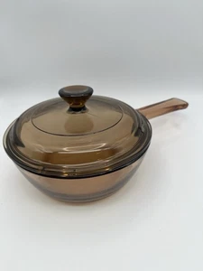 Vintage Vision Corning USA Amber 0,5 L Soßenpfanne Topf mit Pyrex Deckel P81C - Bild 1 von 8