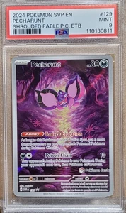 2024 POKEMON SVP SHROUDED FABLE PECHARUNT 129 POKEMON CENTER ETB PSA 9 - Picture 1 of 2