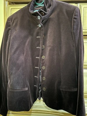 Abrigo Ralph Lauren Vintage Años 90 Berenjena/Púrpura Oscuro Algodón Terciopelo Talla 10 Foto 1 de 4