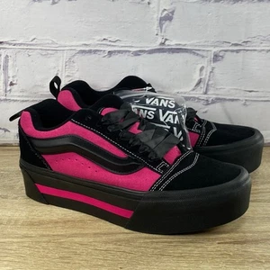 Vans Knu Stack Platform Sneakers Women's 8 Men's 6.5 Pink Black Suede NEW - Picture 1 of 8