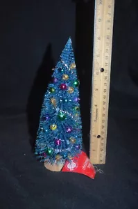 Christmas Tree Blue Decorated 8.25 inch decorated in peacock colors V - Picture 1 of 4