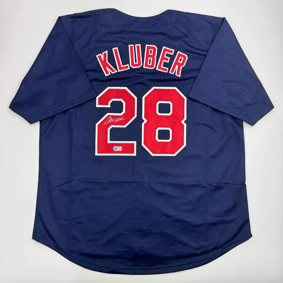 Autographed/Signed Corey Kluber Cleveland Blue Baseball Jersey Beckett BAS COA - Image 1 of 4