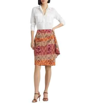 Lauren Ralph Lauren Berry Geo-Motif хлопок льняной надежном юбка юбка плюс размер 20 Вт - Изображение 1 из 4