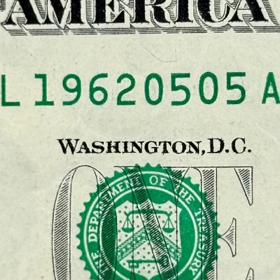 1962 May 5th Dollar 1962 May 5 Birthday 5/5/62 Dollar Fancy Serial Number $1 - Image 1 of 3