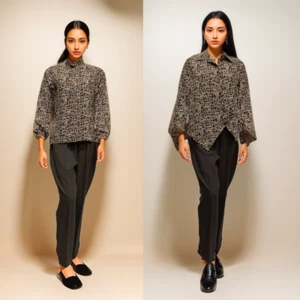 Camisa de crepé con estampado abstracto para mujer - Blusa ligera y elegante con botones - Imagen 1 de 15