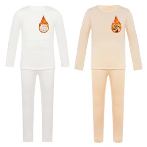Kids Thermal Pajamas Set Base Layer Undershirt Top and Long Pants Set Sleepwear - Picture 1 of 26