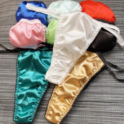 Men Sexy Silky Satin Bikini G-string Brief Panties Thong T-back Pouch Underwear - Image 1 of 4