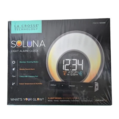 La Crosse Technology Soluna C79141 Mood Light Alarm Clock Time & Temperature New - Image 1 of 4