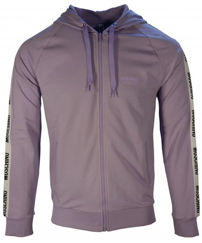 MOSCHINO Felpa con Cappuccio e Zip Nastro Logo Maniche