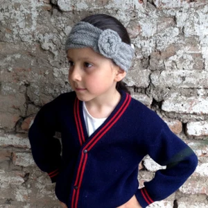 Alpaca Wool Headband - Warm Gray Fair Trade Handknit Headwrap, Made in Chile - Picture 1 of 12