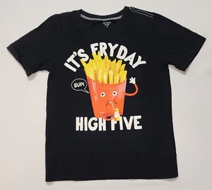 Carter's Boy 100% Cotton Black Graphic Print Design T-Shirt Size 7 It's Fryday - Picture 1 of 4