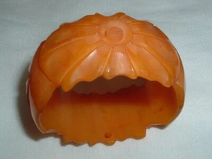 Butterscotch tief geschnitzter Bakelit (getestet) 1,5" Armreif Armband - Bild 1 von 9