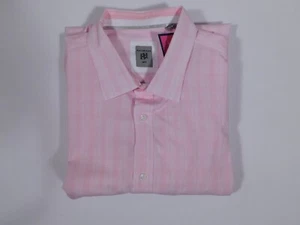 Camisa delantera BACHRACH para hombre rosa y blanca a cuadros algodón con botones talla XXL - Imagen 1 de 6