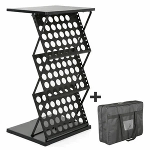 Foldable Counter with Perforated Literature Holder and Carrying Bag Black - Picture 1 of 8