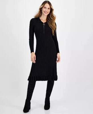 Robbie Bee Petite Women's Ribbed Zippered Sweater Dress Sz PS $79 - Image 1 of 4