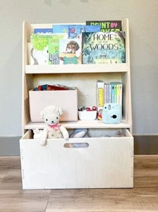 Leo Montessori Book Display with Storage Toy Box – Toddler Bookcase-Toys 2yr Old - Picture 1 of 8