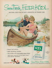 1959 Kool Cigarettes Couple Fishing Canoe Paddle Snow Fresh Taste Print Ad