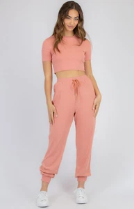 Jersey Rib Set With Crop And Pants - Picture 1 of 13