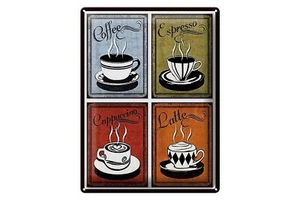 Blechschild Kaffee 30x40 cm Coffee Espresso Cappuccino Latte Deko Schild - Bild 1 von 5
