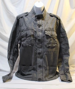Lucky Brand Women's M Gray Utility/Military Jacket Full Zip & Button Grunge - Picture 1 of 16