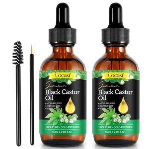 Uocasi 2Pack Jamaican Black Castor Oil, 100% Pure Cold Pressed in Glass...  - Picture 1 of 7