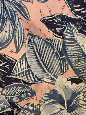 Vintage Blue/Pink Joan Kessler Tropical Print Concord Sew Quilt Fabrics 2 1/2 Yd - Image 1 of 4