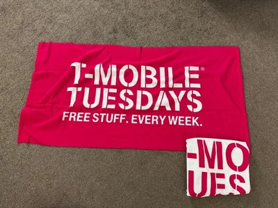 T-Mobile Tuesday Beach Towels White / Magenta Set of (2) - Image 1 of 2