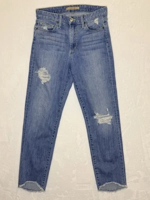 Pantalones de mezclilla para mujer JOE’S desgastados tobillo recto dobladillo deshilachado talla W28 boho recortados Foto 1 de 4