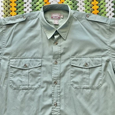 Cabelas Safari Series Shirt Men's XL Green Guide Hunting Short Sleeve Button Up - Image 1 of 4