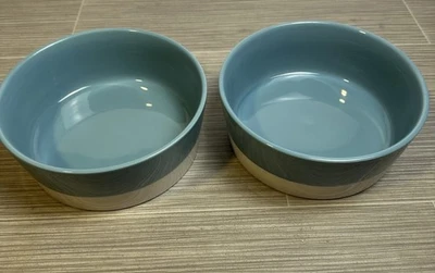 Boots & Barkley Stoneware Dog Bowls - Set Of 2 Blue Ceramic Pet Food Water Dish - Image 1 of 4