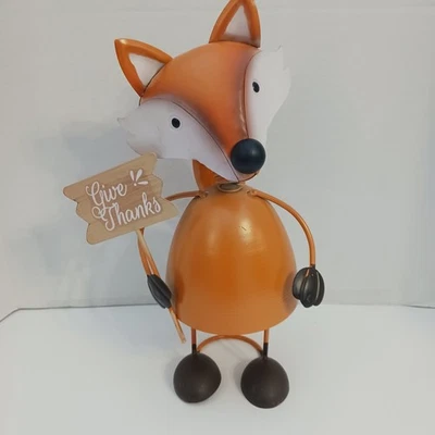 Metal Lawn Sculpture Bobble Head Fox  WHIMSICAL  Garden Metal Sculpture Cute  - Image 1 of 4