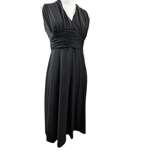 EVAN-PICONE schwarz ärmellos geraffte Taille Midikleid Größe 6 klassisch LBD - Bild 1 von 7