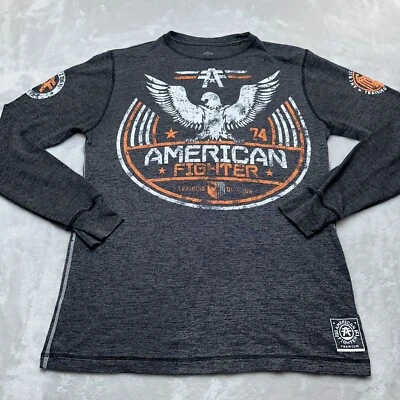 American Fighter Shirt Mens Extra Large Gray Heather Graphic Thermal Waffle Knit - Image 1 of 4