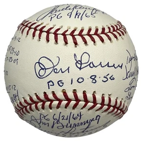 PERFECT GAME MULTI SIGNED BASEBALL BAS A62469 16 AUTOS KOUFAX JOHNSON LARSEN - Picture 1 of 6