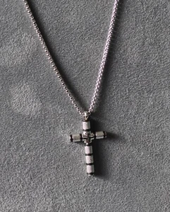 collana catena uomo acciaio con croce - Imagen 1 de 2
