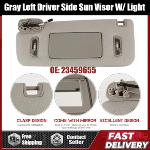 Gray Left Driver Side Sun Visor W/ Light For Cadillac Chevrolet GMC 2015-2019 - Picture 1 of 13