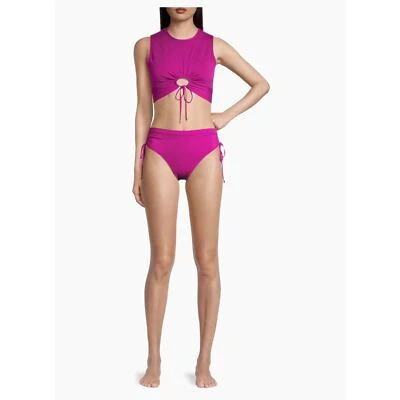 Biquíni Robin Piccone Aubrey fúcsia rosa cintura alta cordão calcinha de banho pequena - Imagem 1 de 4
