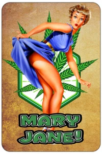 Mary Jane Pin up sign Metal funny man cave house decor A530 - Picture 1 of 1