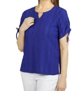 Top Alfred Dunner Petite CLASSICS Púrpura Ojales Talla PL NUEVO CON ETIQUETAS - Imagen 1 de 9