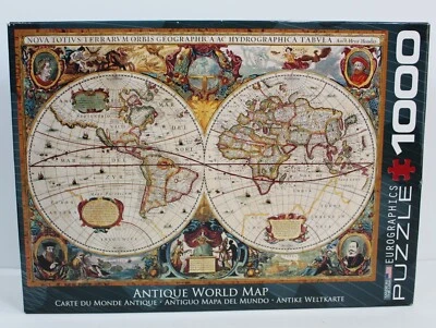 Eurographics Antique World Map 1000 Piece Jigsaw Puzzle Complete 19 x 26 - Image 1 of 4
