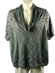 Apt 9 Sweater Plus Size 3X Black Gray Gold Fleck Cowl Neck Rayon Blend Career - Picture 1 of 6