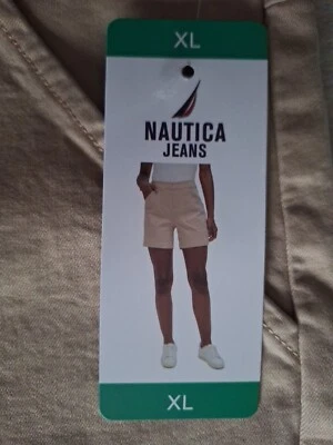 Nautica Jeans Women's Pull-On Denim Cotton Short Stretch Chino Beige Size XL New - Image 1 of 4